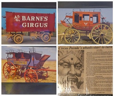 LOT Tableau CIRCUS Wagons 60 Jumbo PHOTO POSTCARDS ALBUM Wisconsin Circus Museum