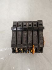  LOT OF 6 GE Q-Line 15 Amp 1/2 in. Single-Pole Circuit Breaker THQP115 
