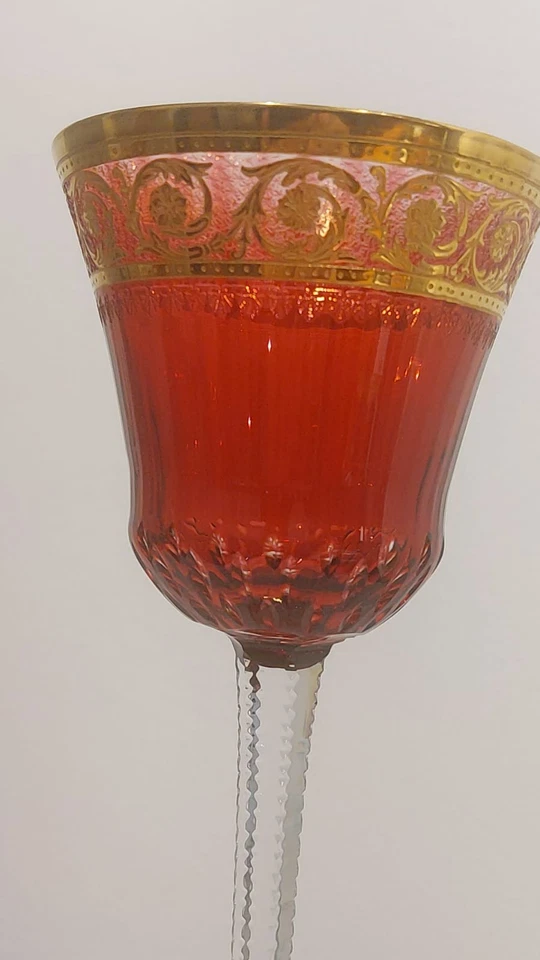 Calice vino rosso Mod. THISTLE oro, cristallo di Saint Louis. Verre à vin. - Immagine 3 di 4