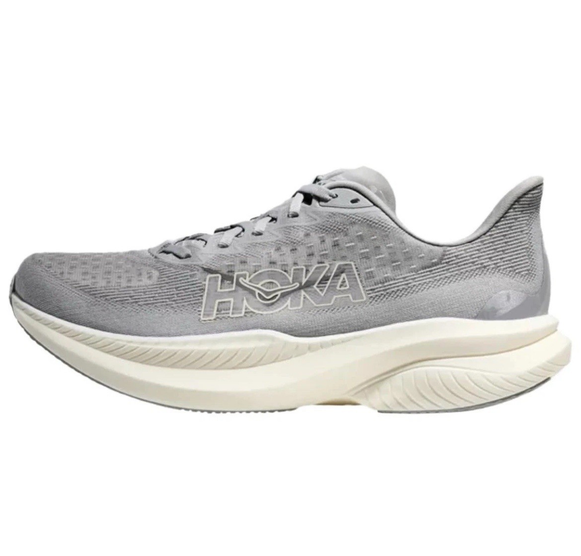 NEW Hoka One One Mach 6 Mens Size 10.5 D Running Shoes 1147790 SLBS Gray White Hoka One One Mach 6 1147790-SLBS Stardust Gray White Sneaker  main image 2