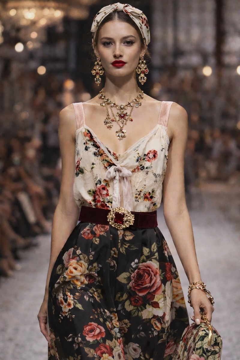 トップス Dolce & Gabbana special lovely c amisole Dolce & Gabbana Vtg Silk D&G Floral Top Camisole Size 46 L-XL Made