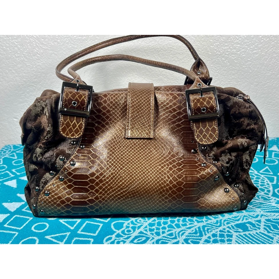 Bolso de mano SHARIF Studio BOHO Y2K piel de serpiente con tachuelas Y2K diamantes de imitación Foto 3 de 4