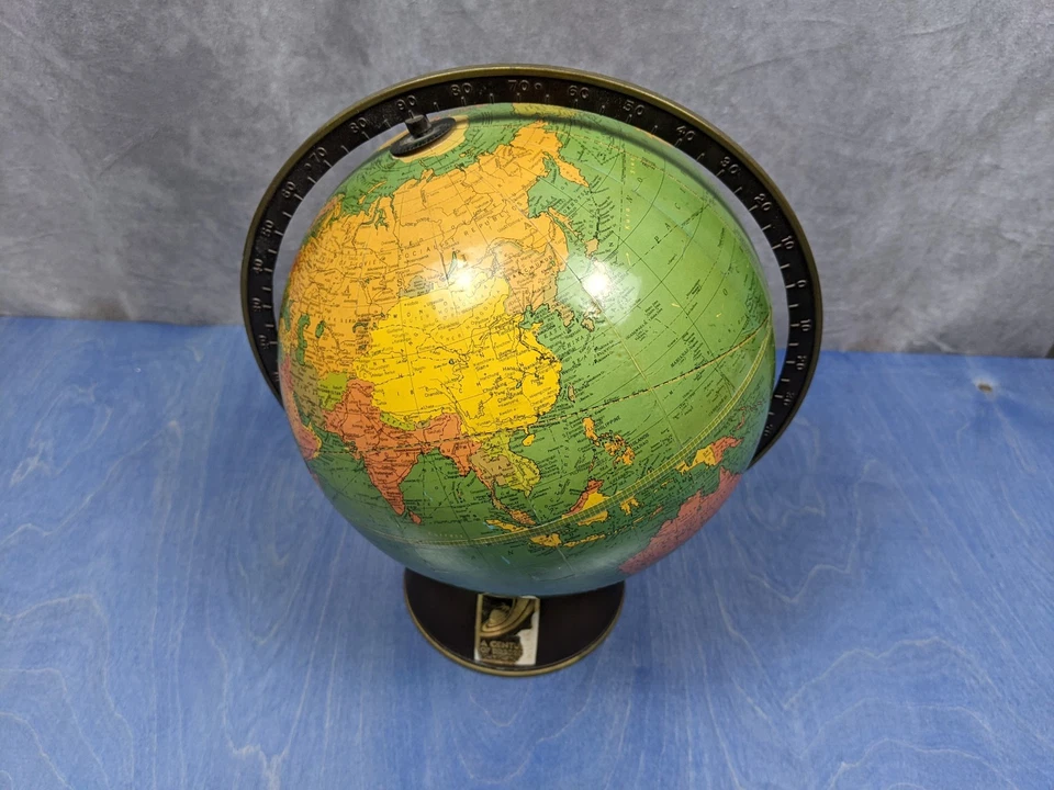 Antiguo globo terráqueo de escritorio Replogle 1933 8" Feria Mundial de Chicago Siglo de progreso RARO Foto 3 de 4