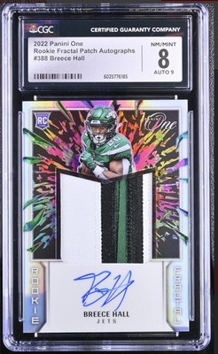 NFL Breece Hall auto 1of1 おまけ付き 2022 Panini One - Rookie Fractal Patch Autographs Breece Hall #388