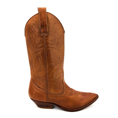 Womens 8.5 Circle S Brand Jesse Cowgirl Boots Brown Leather Snip Toe Cowboy Heel