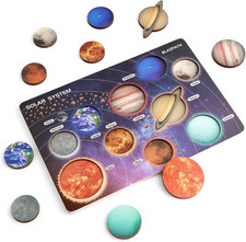 Solar System Wooden Puzzle Toys for Kids 3-5, Toddler Outer Space Montessori Pla