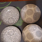Signature 4pc Stoneware Bowl Set White/Gray Floral Round Shiny Finish — photo 1