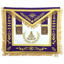 Masonic Blue Lodge Master Mason Apron Machine Embroidery Navy Fringe Regalia