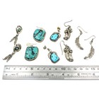 Southwest Sterling Turquoise Feather Stud Dangle Earrings Lot of 5 #S5322-5 — photo 8