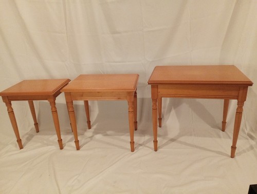 Nest of tables 3x Coffee Tables 3 in teak Teak Wood Small Tables Side Tables - Picture 16 of 24