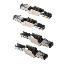 4 Pack Tool Free Shielded RJ45 Connectors Cat6A STP Metal Field Termination