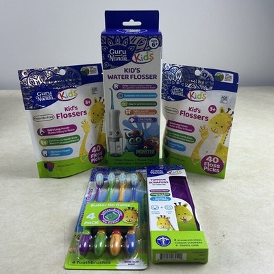 GuruNanda Kids Teeth Cleaning Pack  Water Dental Flosser Tongue Scraper And More