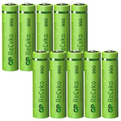 10x GP ReCyko AAA 950mAh NiMH wiederaufladbare Batterien Großpack