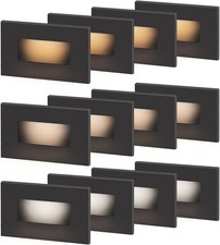 12 Pack LED Step Lights 12V-24V, 3 Color, 3.5W, Oil Rubbed Bronze Finish