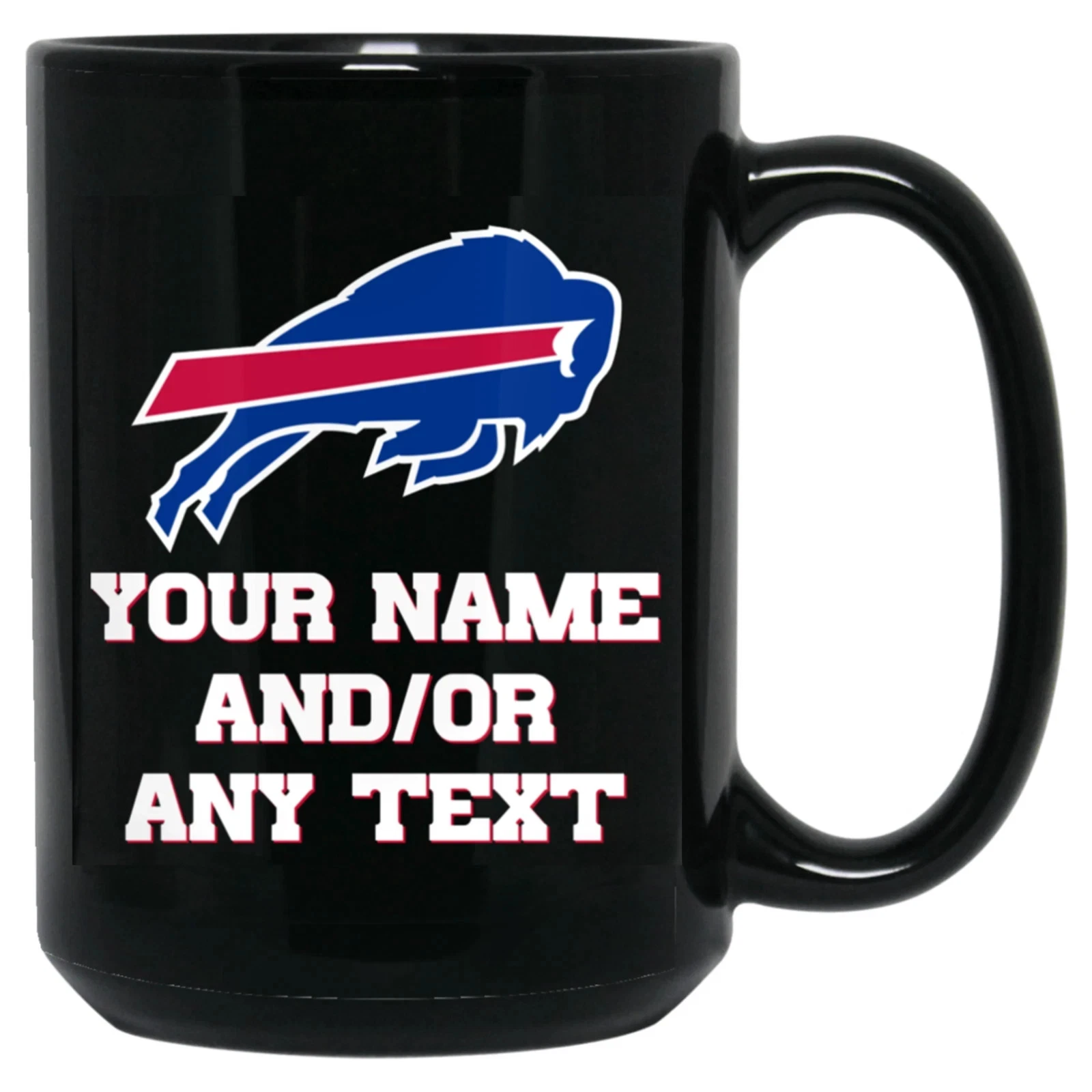 Custom Personalized Buffalo Bills Black Ceramic Coffee Mug Cup