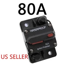80AMP Circuit Breaker Fuse Reset 12-32V DC Car Boat Auto Waterproof