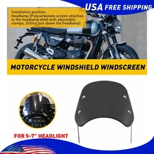 Motorcycle Windshield Front Flyscreen Universal Windscreen w/Mount Bracket 5"-7"