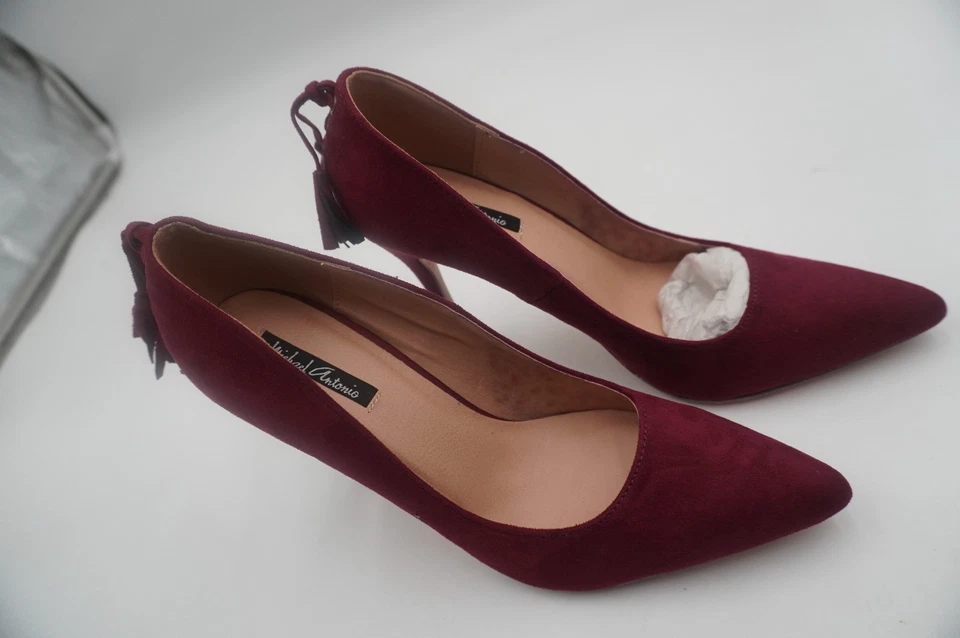 Zapatos de salón Michael Antonio magenta imitación gamuza punta aguja corsé trasero talla 9 Foto 2 de 4