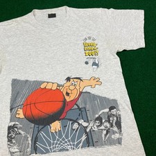 Vintage Filntstones Shirt Mens XL Gray 1991 Fred Flintstone Basketball 90s USA
