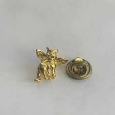 Cat Angel Wings Gold Tone Lapel Hat Jacket Tie Pin Angelic Flying Kitty