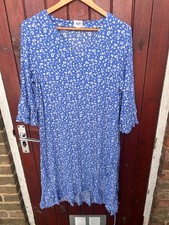 Saint Tropez Blue and White Tiered Hem Dress.  Size Medium.