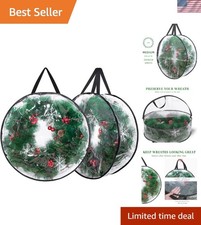 Christmas Wreath Storage Bags 24 Inch 2 Pack Clear Zipper Seasonal Holiday