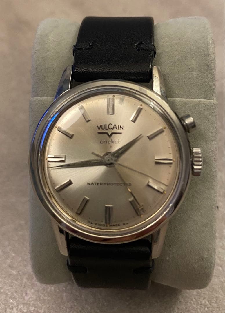 VULCAIN Watch Cricket Hand-Wound Alarm Stainless Steel Leather Men's Wristwatch image 2