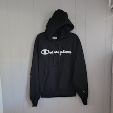 Champion Women's Pull Over Real Stitching Hoodie Small Black Heavy Long Sleeve.