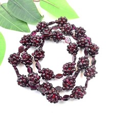 Natural Vintage Bohemian Pyrope Garnet Cluster Gemstone Beaded Pulp Necklace 24