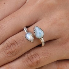 Lush Larimar, Moonstone Gemstone 925 Sterling Silver Handmade Ring All Size S-44