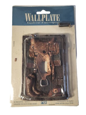Vtg NEW 1997 Wall Light Switch Plate Cover Western Saddle Boots Hat Switchplate 