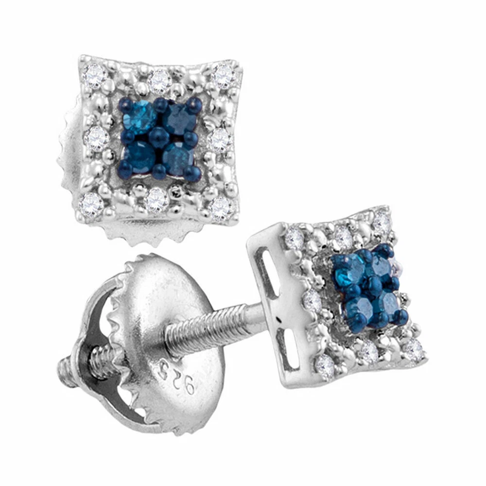 Square blue diamond earrings deals