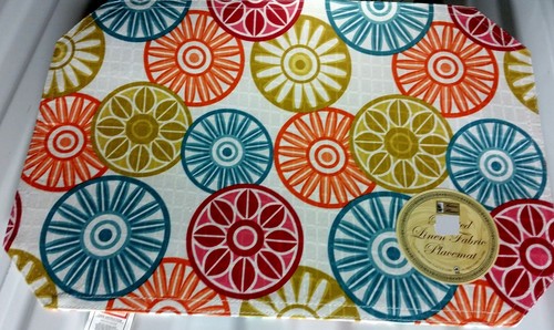 SET OF 3 LINEN FABRIC PLACEMATS 12" x 18", COLORFUL CIRCLES by BH - Picture 4 of 4