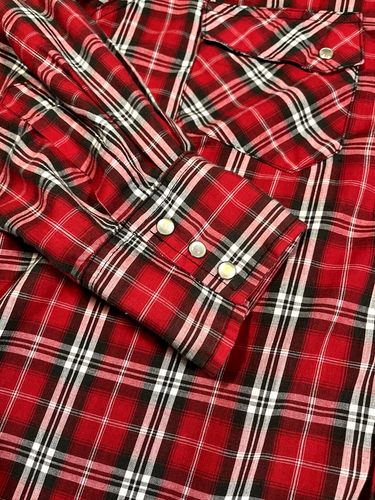 Wrangler Retro Shirt Mens Size Large Pearl Snap Western Cowboy Red Plaid - Picture 3 of 5