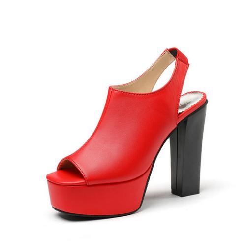 Womens Faux Leather Buckle Strap High Platform Block Heels Round Toe Thin Shoes - Picture 12 of 17