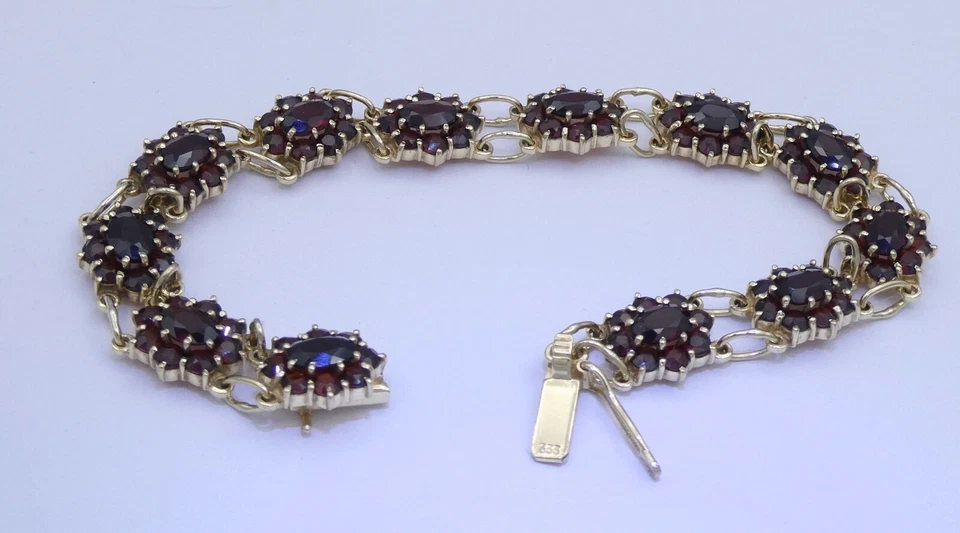 Granat-Armband „mit Böhmischem Granat“333er - 8 Karat Gelbgold (18cm) - Bild 4 von 4