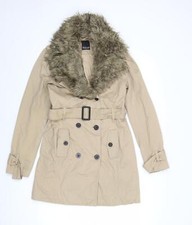 Laura Scott Womens Beige Trench Coat Size 8