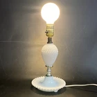 Vintage Lamp Fenton Milk Glass Hobnail Table Bedside Boudoir 11.5x6 Cottage Chic