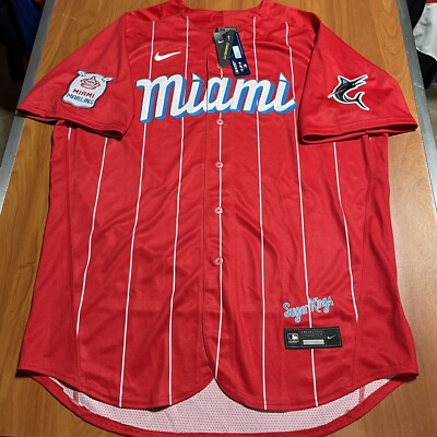 Nike Authentic Miami Marlins City Connect Sugar Kings MLB Jersey Red XXL  2XL 52
