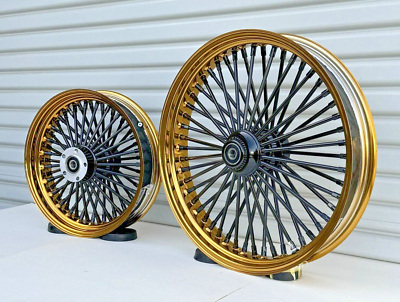 MAMMOTH FAT 52 SPOKE BLACK & GOLD 21/16 WHEEL SET SOFTAIL DELUXE