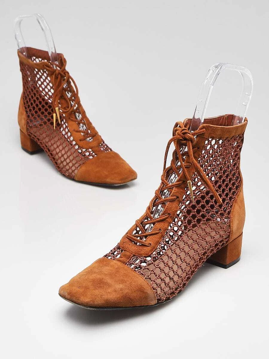 Bottes cheville Christian Dior marron daim Naughtily D taille 6/36,5