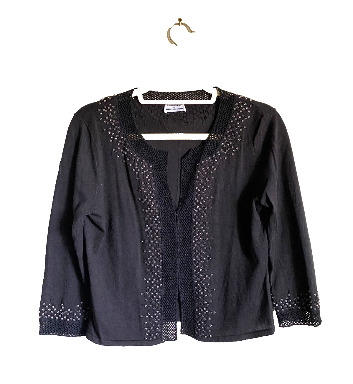 Philosophy di Alberta Ferretti Cardigan Sweater Womens 44/8 Black