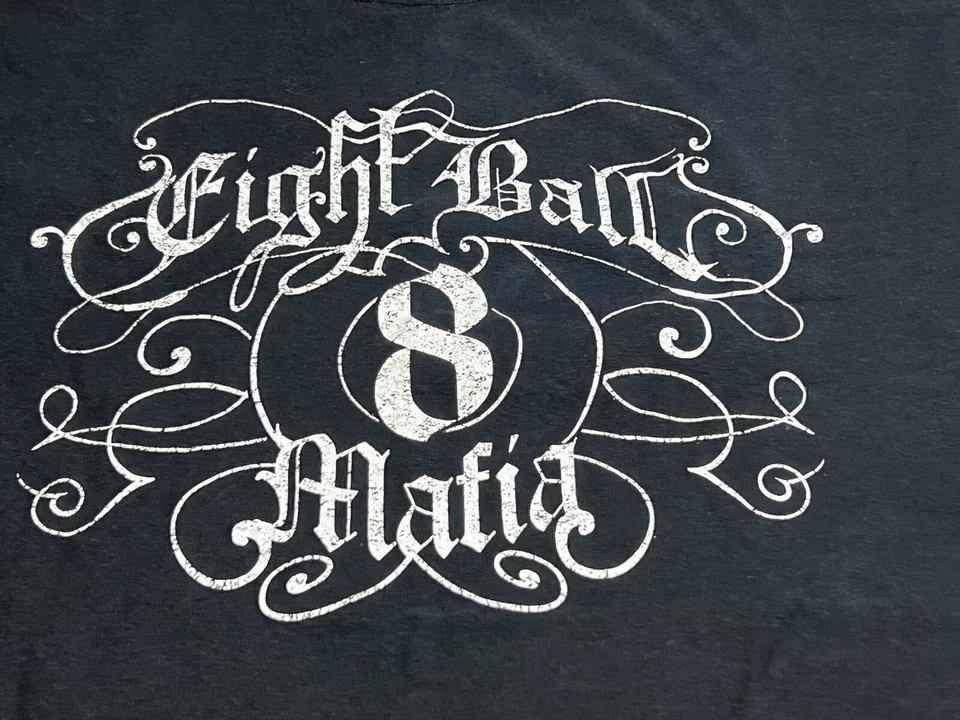 Camiseta de Billar Eight Ball Mafia Logotipo de Marca Camiseta Promo Negra Talla 2XL Calce Cuadrado Foto 3 de 4