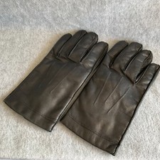 Vtg Womens Black Genuine Leather Gloves Thin Lined Soft Leather w/ Pouch Size M