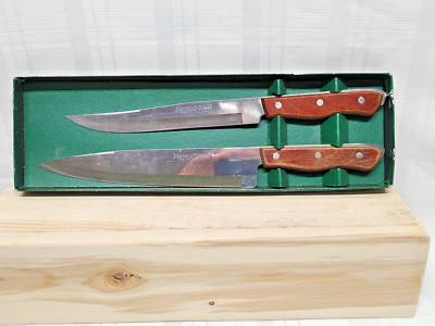 MAXAM Vintage Steel Kitchen Knife Set 2 Pieces Carving Chef's Meat Wood Handle