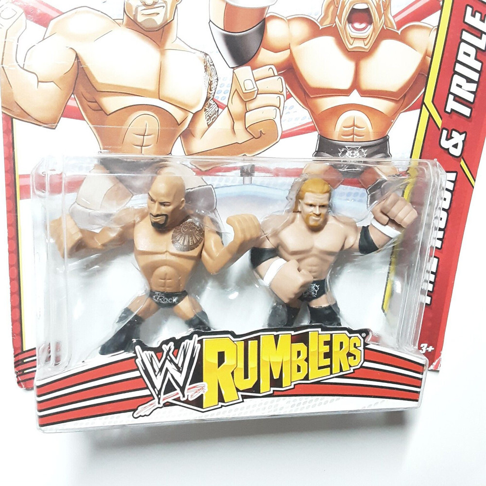 WWE Wrestling Rumblers THE ROCK & TRIPLE H Mini Figure 2-Pack