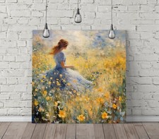 MONET STYLE WOMAN -SQUARE CANVAS WALL ART FLOAT EFFECT/FRAME/POSTER PRINT