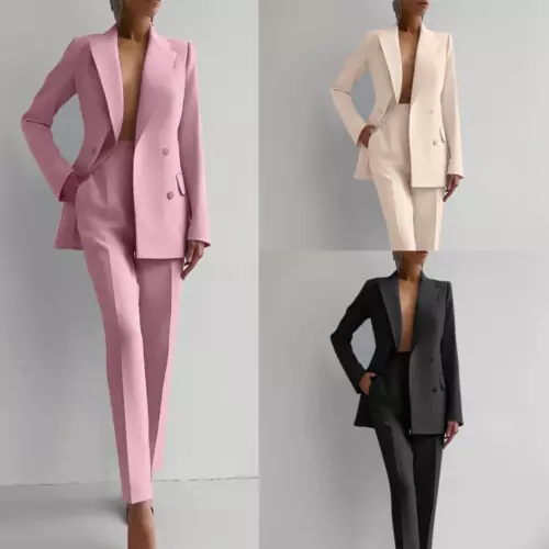 Women Blazer Suit Set Ladies Long Sleeve Formal Work Jacket Pants Suit Set-UK. - Picture 1 of 14