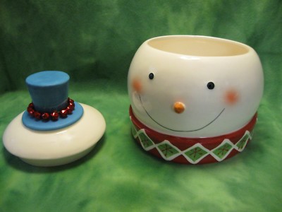 Cracker Barrel SNOWMAN MAGIC Cookie Jar Head Hat Scarf Serve Ware EUC  04:W5