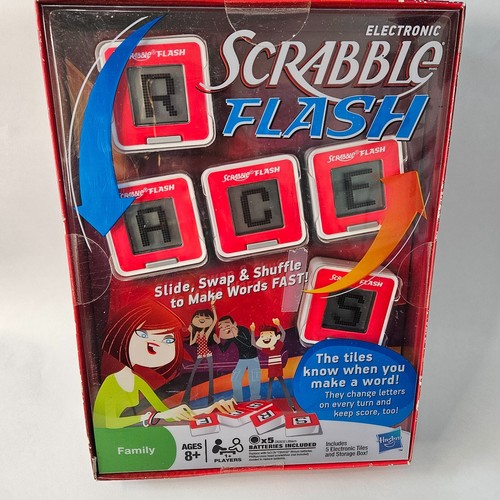 2010 Hasbro Scrabble Flash Electronic Word Family Age 8+ Game New Sealed